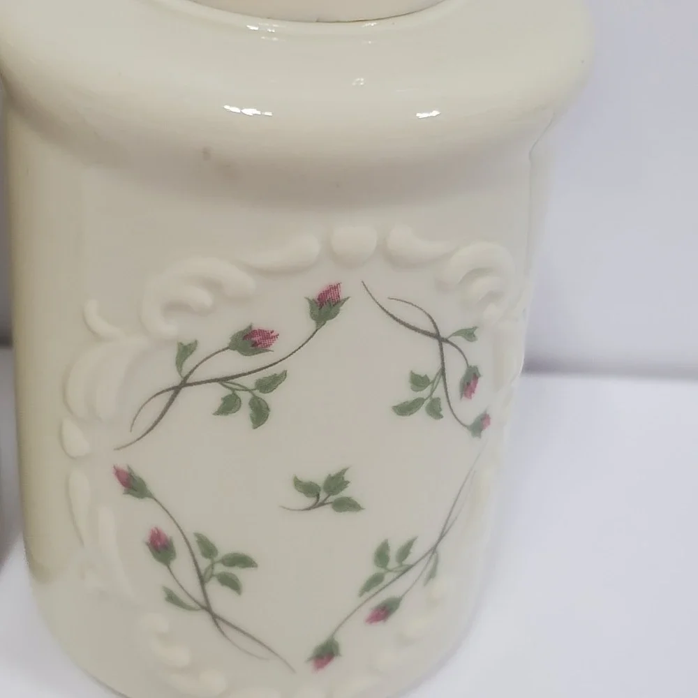 Lenox Rose Manor Bathroom Set Ivory Green Pink Cream Floral Porcelain